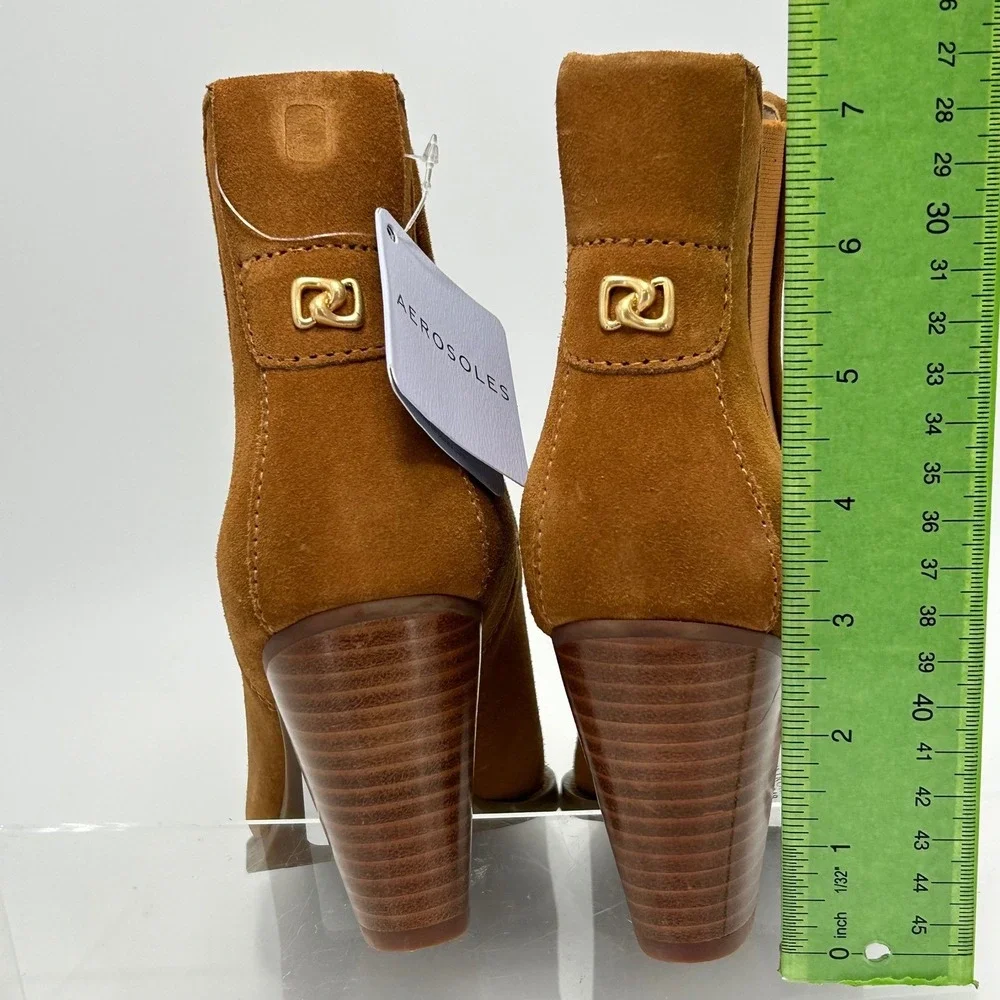 Aerosoles Size 6.5 Lido Brown Suede Leather Ankle Boot Heels‎ Women's